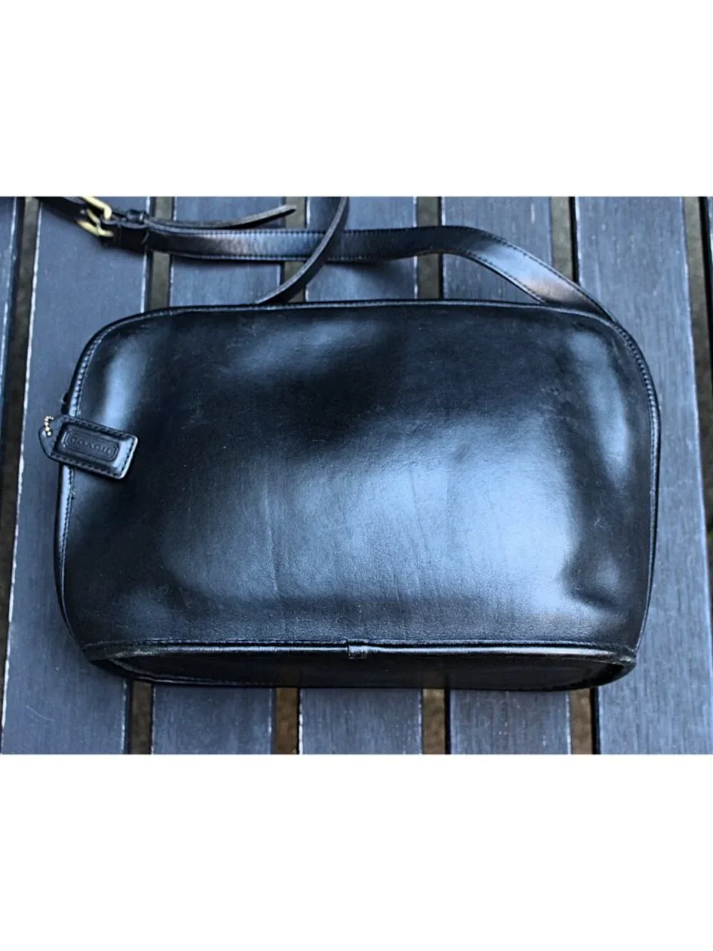 Coach Vintage - Oliver Crossbody Bag 9902 in Black + Brass, USA 1980s
